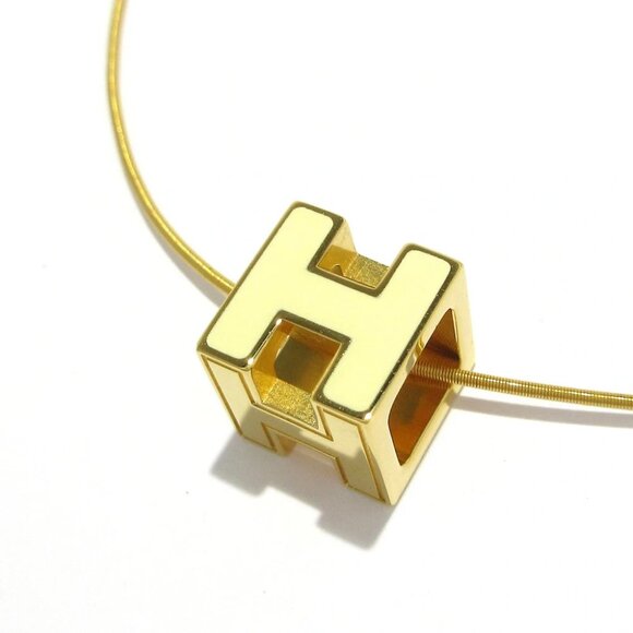 Auth HERMES Cage d'H - Gold White Hardware Necklace - Picture 8 of 9